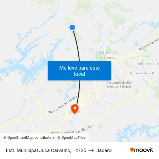 Estr. Municipal Juca Carvalho, 14725 to Jacareí map