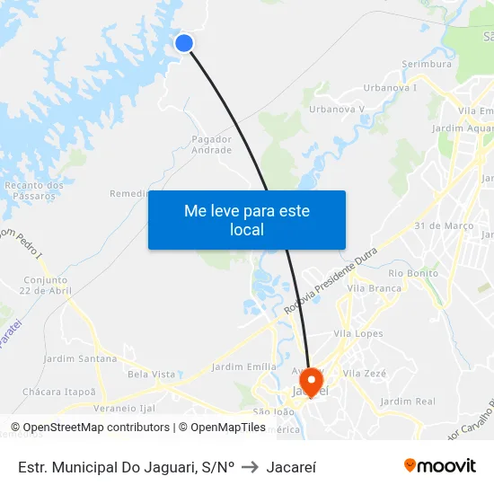 Estr. Municipal Do Jaguari, S/Nº to Jacareí map