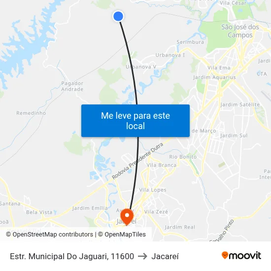 Estr. Municipal Do Jaguari, 11600 to Jacareí map