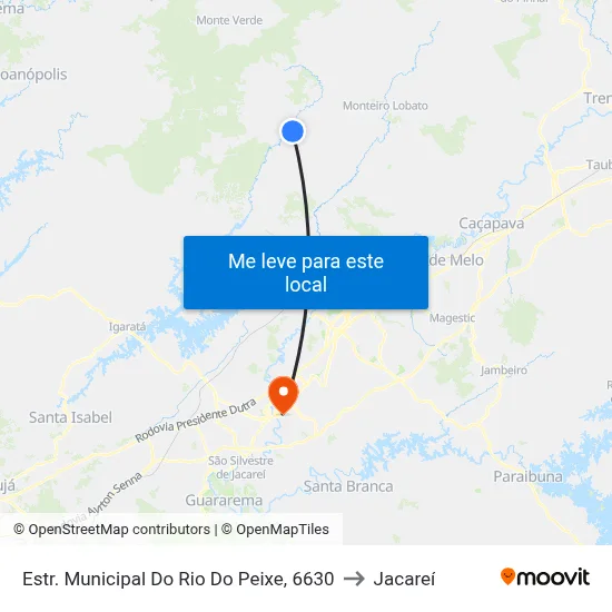 Estr. Municipal Do Rio Do Peixe, 6630 to Jacareí map