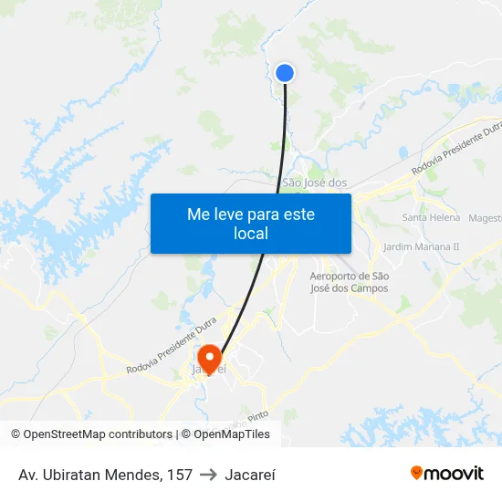 Av. Ubiratan Mendes, 157 to Jacareí map