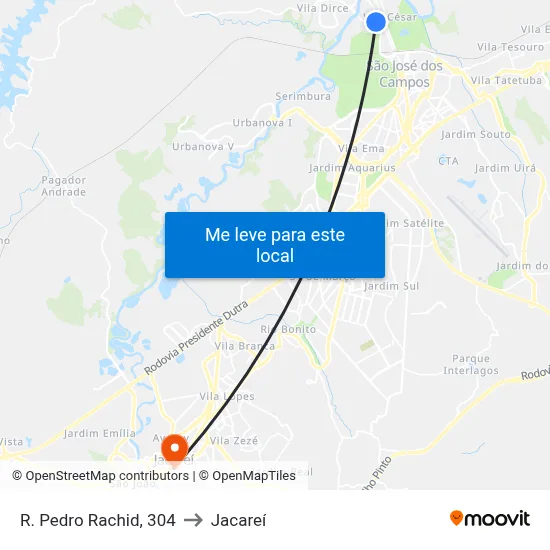 R. Pedro Rachid, 304 to Jacareí map