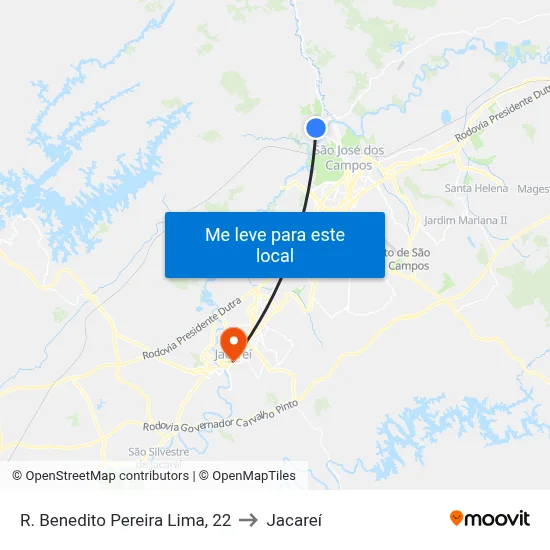 R. Benedito Pereira Lima, 22 to Jacareí map