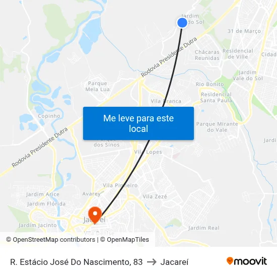 R. Estácio José Do Nascimento, 83 to Jacareí map