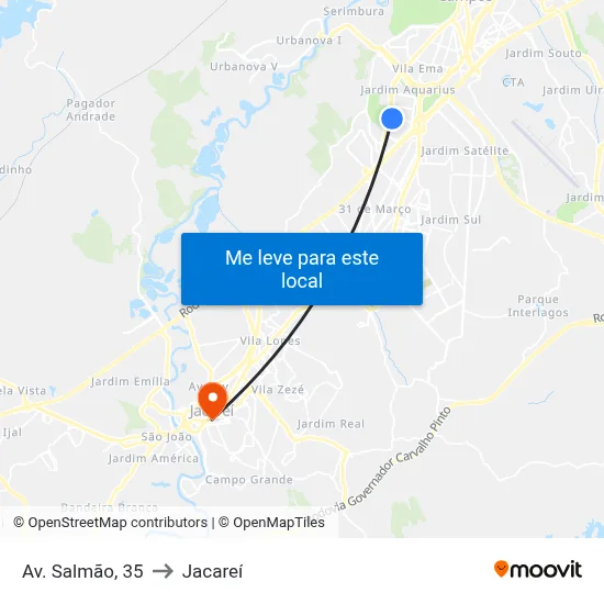 Av. Salmão, 35 to Jacareí map