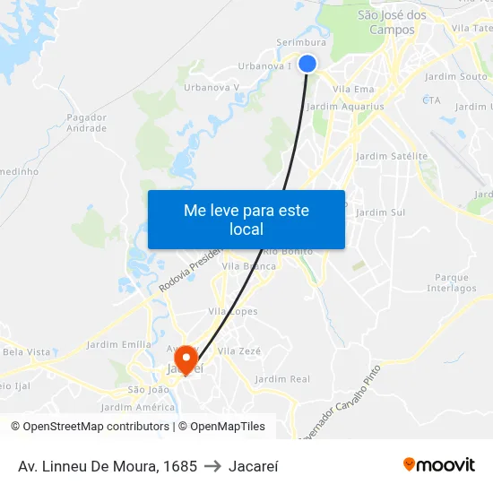 Av. Linneu De Moura, 1685 to Jacareí map