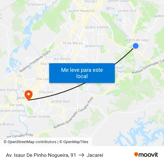 Av. Isaur De Pinho Nogueira, 91 to Jacareí map