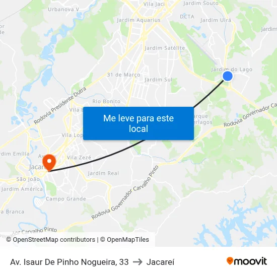Av. Isaur De Pinho Nogueira, 33 to Jacareí map