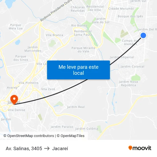 Av. Salinas, 3405 to Jacareí map