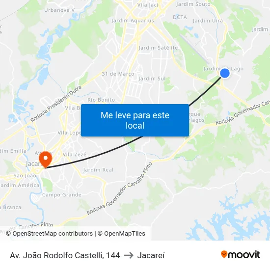 Av. João Rodolfo Castelli, 144 to Jacareí map