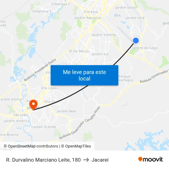 R. Durvalino Marciano Leite, 180 to Jacareí map