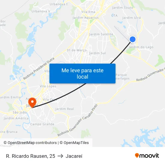 R. Ricardo Rausen, 25 to Jacareí map
