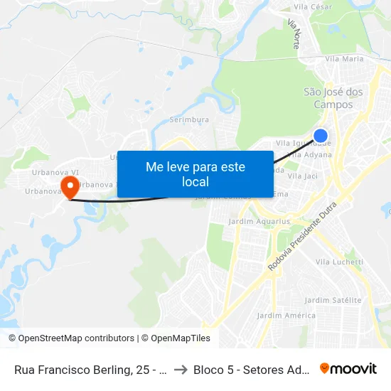 Rua Francisco Berling, 25 - Centro, São José Dos Campos to Bloco 5 - Setores Administrativos Fve / Univap map
