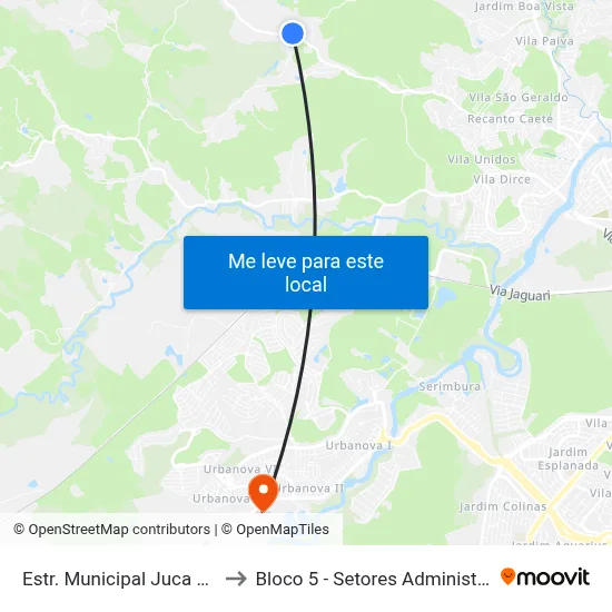 Estr. Municipal Juca Carvalho, 10000 to Bloco 5 - Setores Administrativos Fve / Univap map