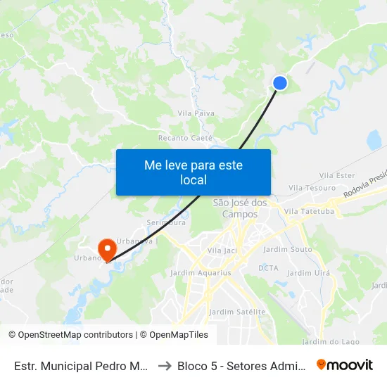 Estr. Municipal Pedro Moacir De Almeida, S/Nº to Bloco 5 - Setores Administrativos Fve / Univap map