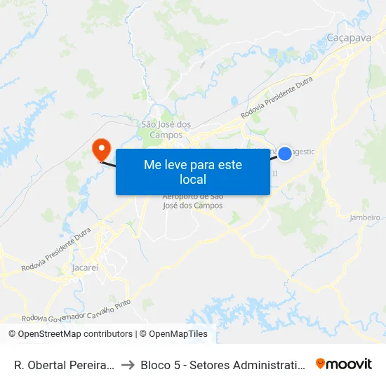 R. Obertal Pereira Alves, 02 to Bloco 5 - Setores Administrativos Fve / Univap map