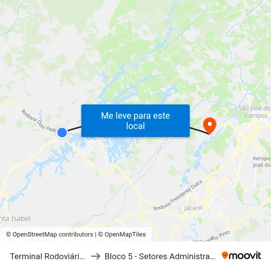 Terminal Rodoviário De Igaratá to Bloco 5 - Setores Administrativos Fve / Univap map