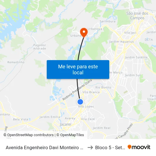 Avenida Engenheiro Davi Monteiro Lino 3521 Zona De Adensamento Controlado (Zac) Jacareí - São Paulo 12305 Brasil to Bloco 5 - Setores Administrativos Fve / Univap map
