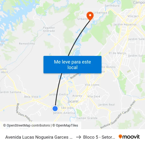 Avenida Lucas Nogueira Garces 2-342 Jacareí - SP 12324-000 República Federativa Do Brasil to Bloco 5 - Setores Administrativos Fve / Univap map