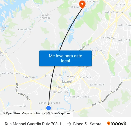 Rua Manoel Guardia Ruiz 703 Jacareí - SP 12323-650 República Federativa Do Brasil to Bloco 5 - Setores Administrativos Fve / Univap map