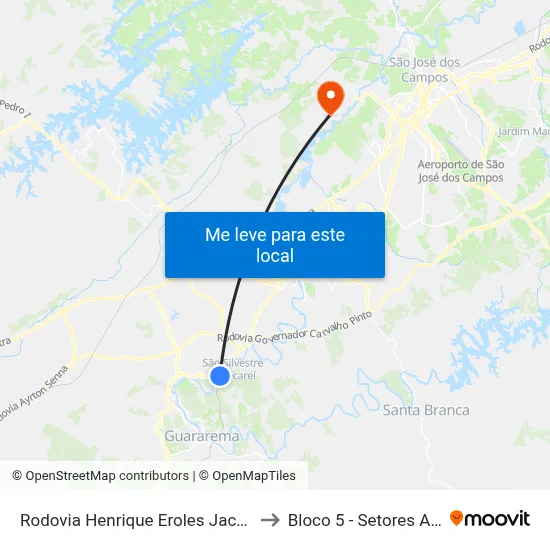 Rodovia Henrique Eroles Jacareí - SP República Federativa Do Brasil to Bloco 5 - Setores Administrativos Fve / Univap map