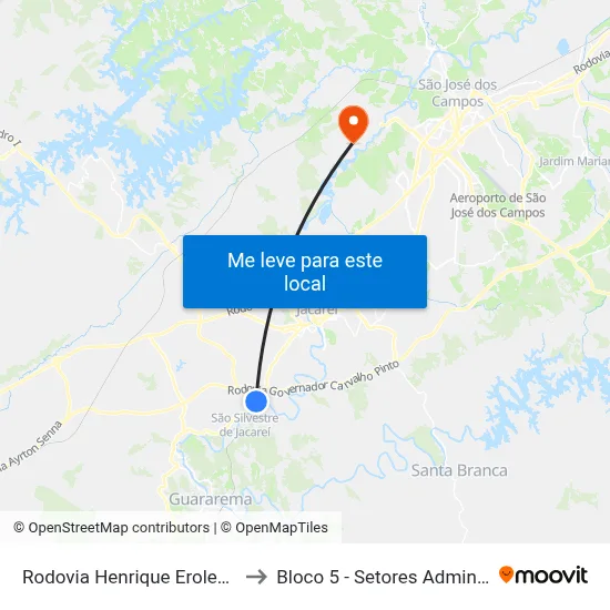 Rodovia Henrique Eroles 3274-3528 SP Brasil to Bloco 5 - Setores Administrativos Fve / Univap map