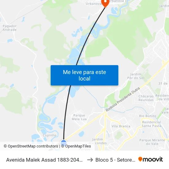 Avenida Malek Assad 1883-2041 Jacareí - SP 12328-080 República Federativa Do Brasil to Bloco 5 - Setores Administrativos Fve / Univap map