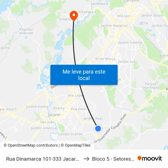 Rua Dinamarca 101-333 Jacareí - SP 12315-090 República Federativa Do Brasil to Bloco 5 - Setores Administrativos Fve / Univap map