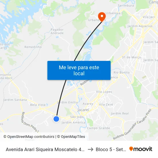 Avenida Arari Siqueira Moscatelo 435-447 - Jardim Do Portal Jacareí - SP 12324-200 República Federativa Do Brasil to Bloco 5 - Setores Administrativos Fve / Univap map
