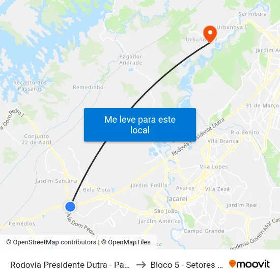 Rodovia Presidente Dutra - Parque Meia Lua Jacareí - SP 12335-010 Brasil to Bloco 5 - Setores Administrativos Fve / Univap map