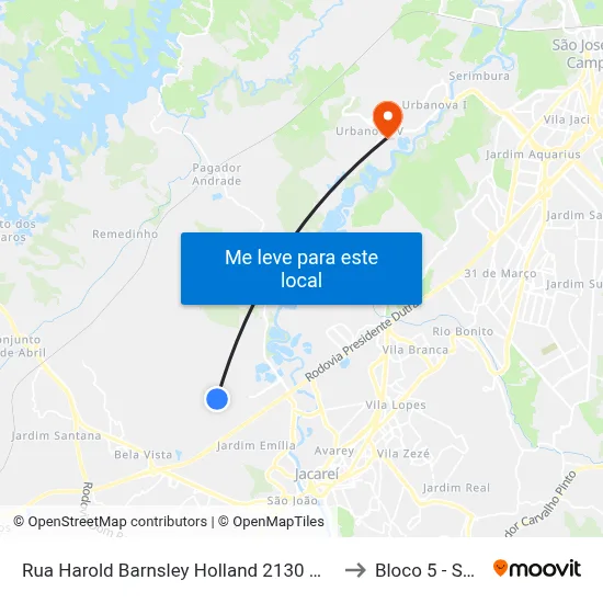 Rua Harold Barnsley Holland 2130 Macrozona Destinação Industrial (Mdi - Pagador De Andrade) Jacareí - São Paulo 12334 Brasil to Bloco 5 - Setores Administrativos Fve / Univap map