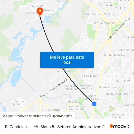 R. Candeias, 1998 to Bloco 5 - Setores Administrativos Fve / Univap map