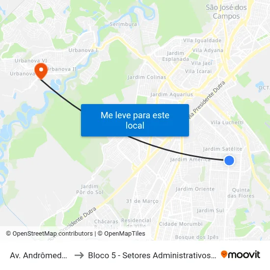 Av. Andrômeda, 2149 to Bloco 5 - Setores Administrativos Fve / Univap map