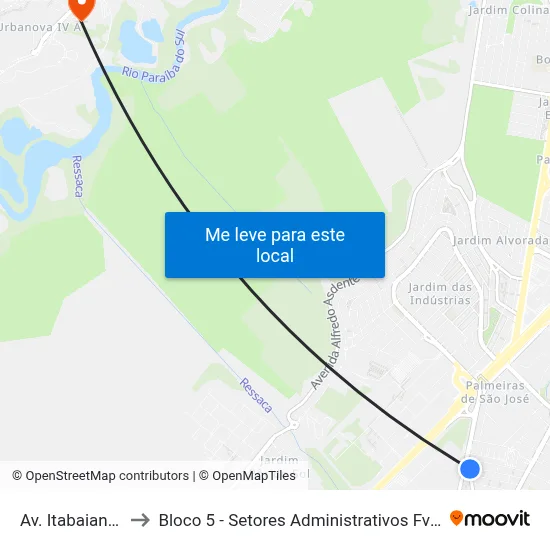Av. Itabaiana, 63 to Bloco 5 - Setores Administrativos Fve / Univap map