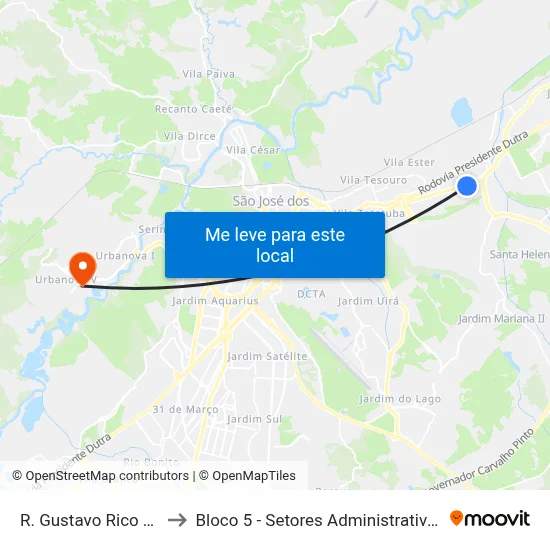 R. Gustavo Rico Toro, 979 to Bloco 5 - Setores Administrativos Fve / Univap map