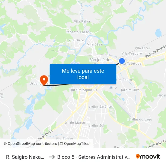 R. Saigiro Nakamura, 20 to Bloco 5 - Setores Administrativos Fve / Univap map