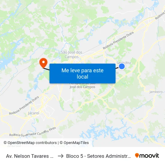 Av. Nelson Tavares Da Silva, 1970 to Bloco 5 - Setores Administrativos Fve / Univap map