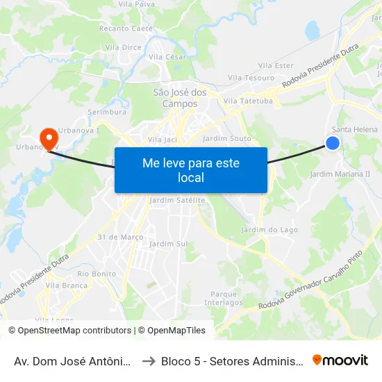 Av. Dom José Antônio Do Couto, S/Nº to Bloco 5 - Setores Administrativos Fve / Univap map