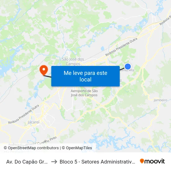 Av. Do Capão Grosso, 10 to Bloco 5 - Setores Administrativos Fve / Univap map