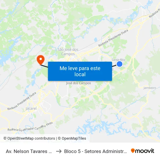 Av. Nelson Tavares Da Silva, 2013 to Bloco 5 - Setores Administrativos Fve / Univap map