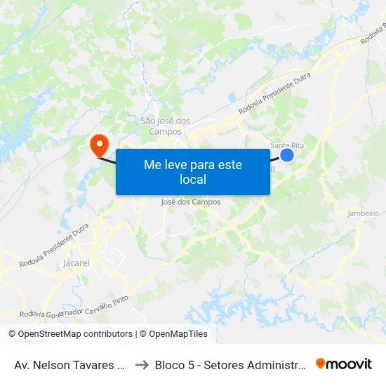 Av. Nelson Tavares Da Silva, 1917 to Bloco 5 - Setores Administrativos Fve / Univap map