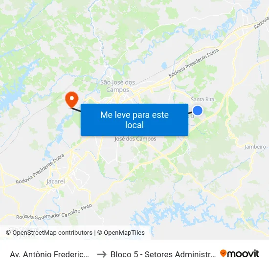 Av. Antônio Frederico Ozanan, 1452 to Bloco 5 - Setores Administrativos Fve / Univap map