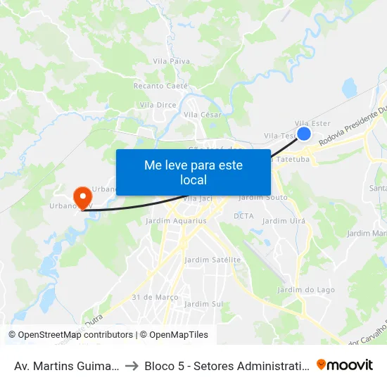 Av. Martins Guimarães, S/Nº to Bloco 5 - Setores Administrativos Fve / Univap map