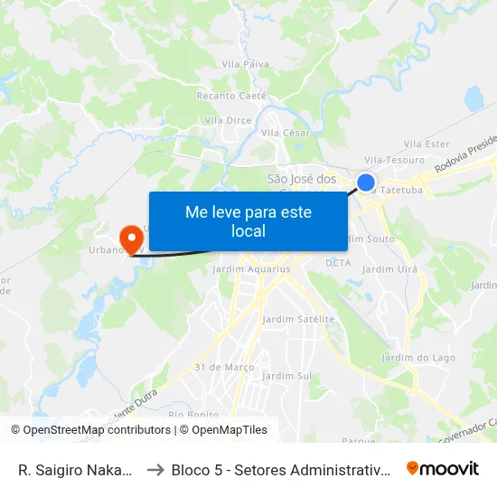 R. Saigiro Nakamura, 10 to Bloco 5 - Setores Administrativos Fve / Univap map