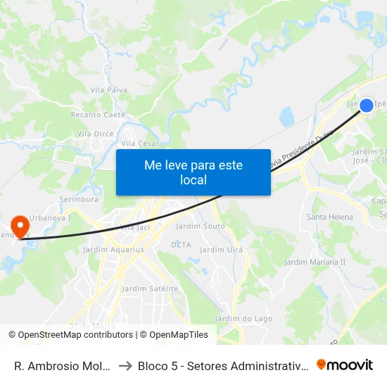 R. Ambrosio Molina, 1041 to Bloco 5 - Setores Administrativos Fve / Univap map