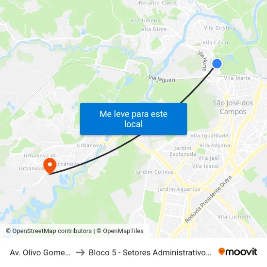 Av. Olivo Gomes, S/Nº to Bloco 5 - Setores Administrativos Fve / Univap map