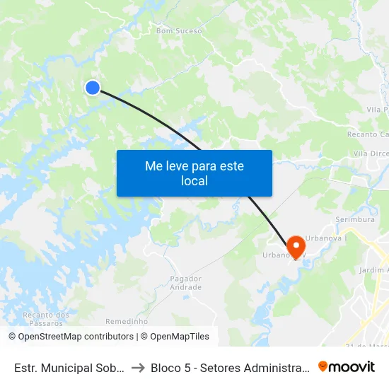 Estr. Municipal Sobrado, 30000 to Bloco 5 - Setores Administrativos Fve / Univap map