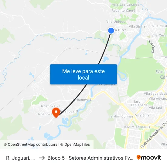 R. Jaguari, S/Nº to Bloco 5 - Setores Administrativos Fve / Univap map