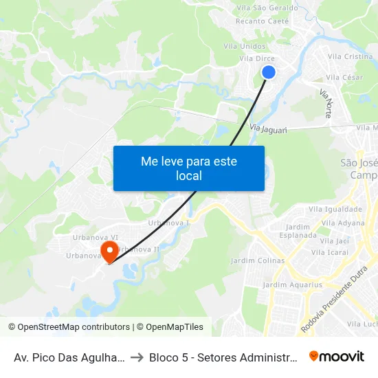 Av. Pico Das Agulhas Negras, 08 to Bloco 5 - Setores Administrativos Fve / Univap map