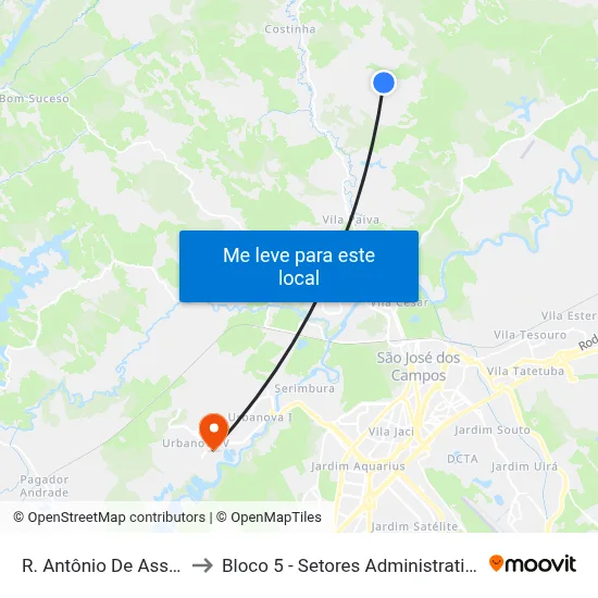 R. Antônio De Assis Dias, 31 to Bloco 5 - Setores Administrativos Fve / Univap map